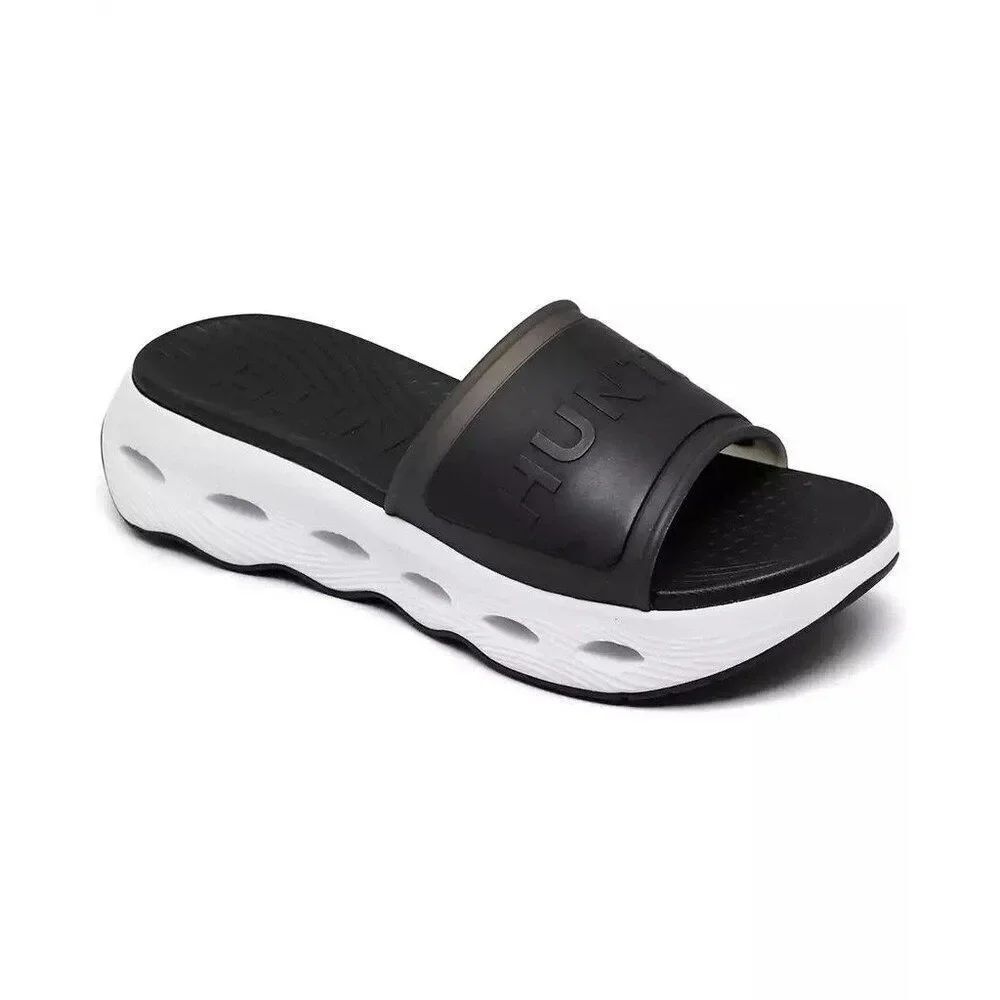 Hunter Women’s Black Geneva Square-Toe Slip-On Sandals Size 9M